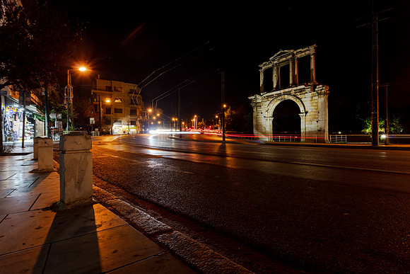 Hadrian's Arch at Night, Athens, Greece